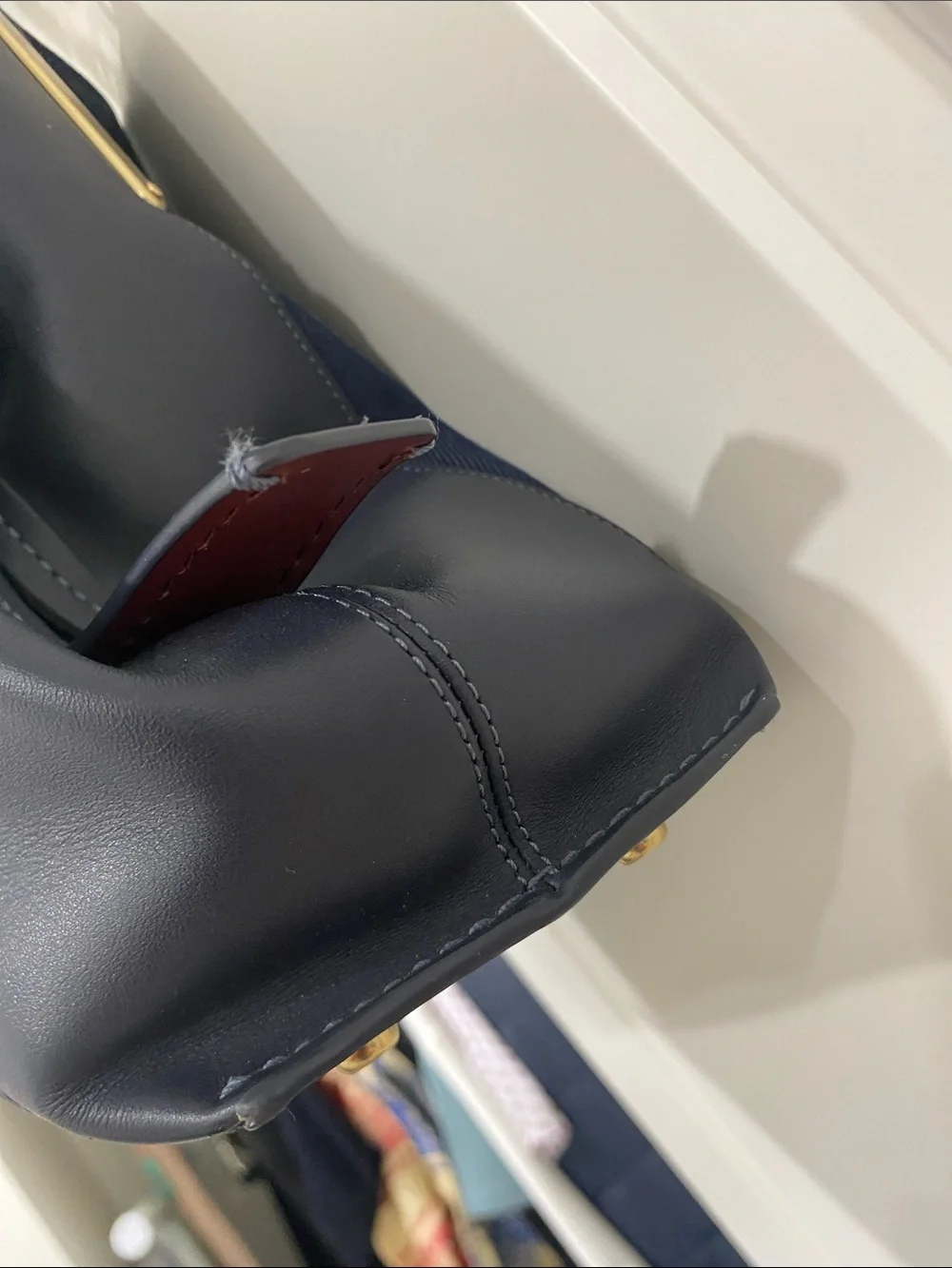 Coach Navy Logo Canvas & Leather Shoulder Tote